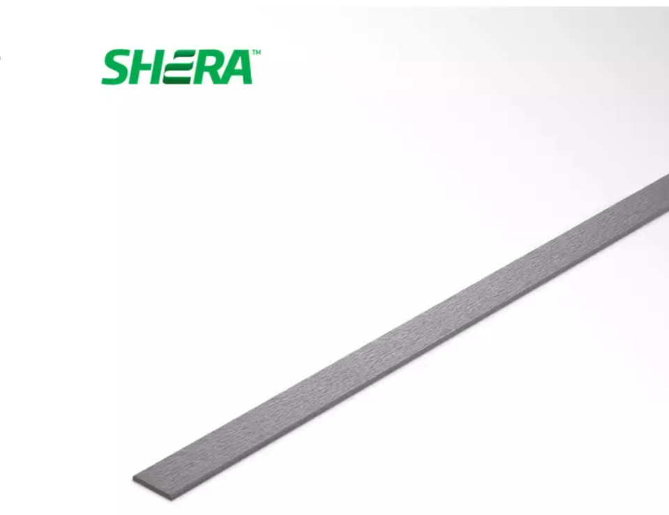 ไม้ระแนงเฌอร่า ขอบวี ลายเสี้ยน สีเทาโมเดิร์น 0.8x7.5x300ซม.