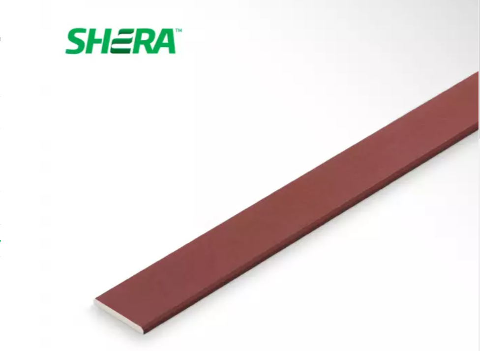 ไม้ระแนงเฌอร่า ขอบวี ผิวเรียบ สีแดงมะฮอกกานี 0.8x7.5x300ซม.