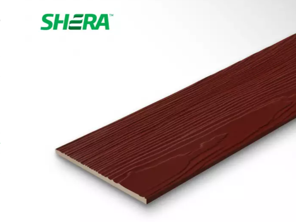 ไม้ฝาเฌอร่า รุ่นขอบตรง ลายสัก สีแดงมะฮอกกานี