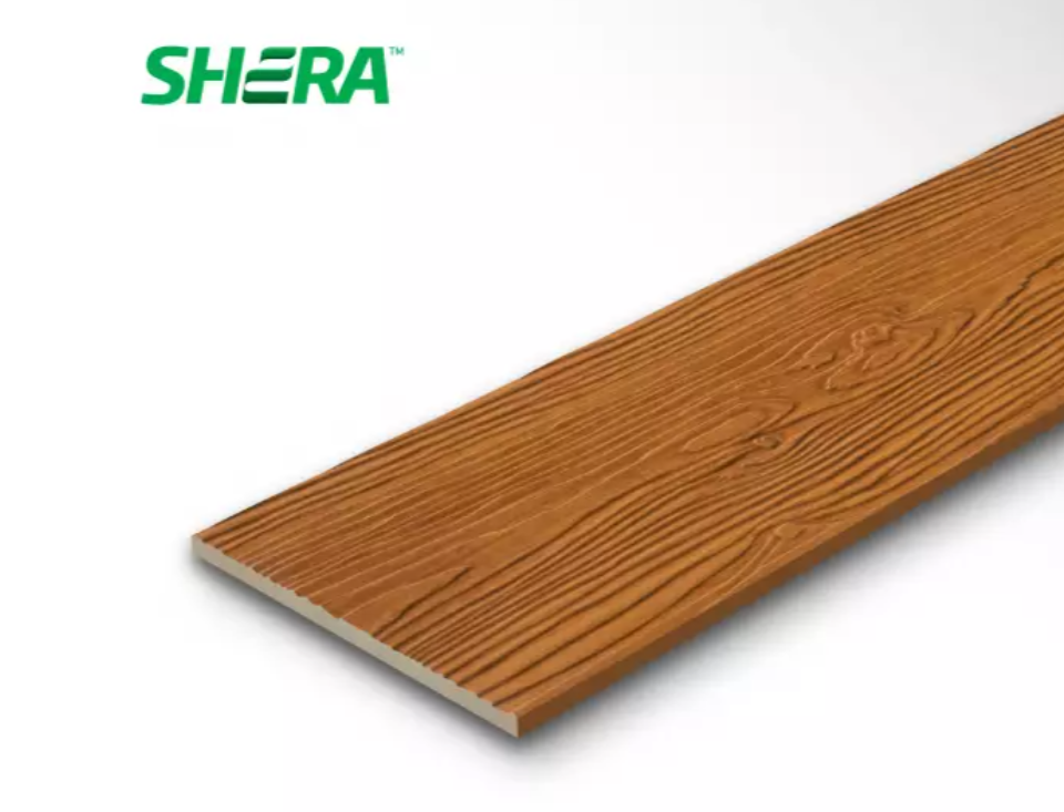 ไม้ฝาเฌอร่า รุ่นขอบตรง ลายสัก สีสักทรายทอง