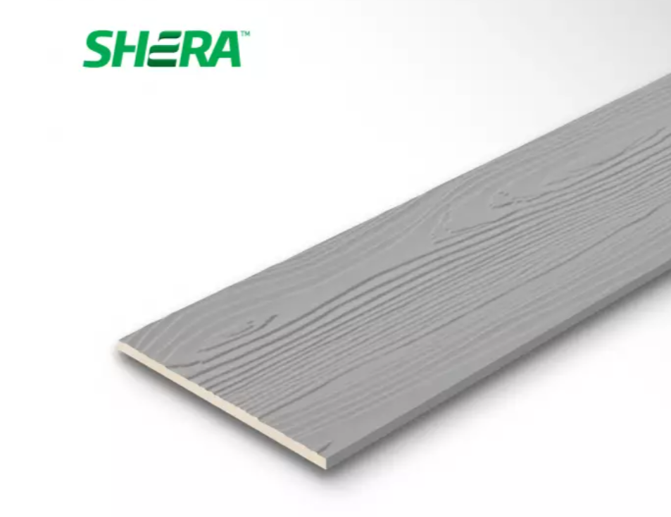 ไม้ฝาเฌอร่า รุ่นขอบตรง ลายสัก สีเทาโมเดิร์น