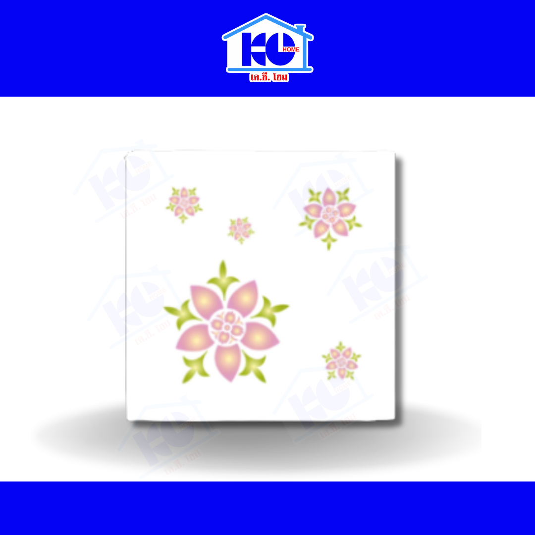 แผ่นฝ้าทีบาร์ พิมพ์ลาย ตราช้าง (เปเปอร์ทัช) ลายดอกแก้ว