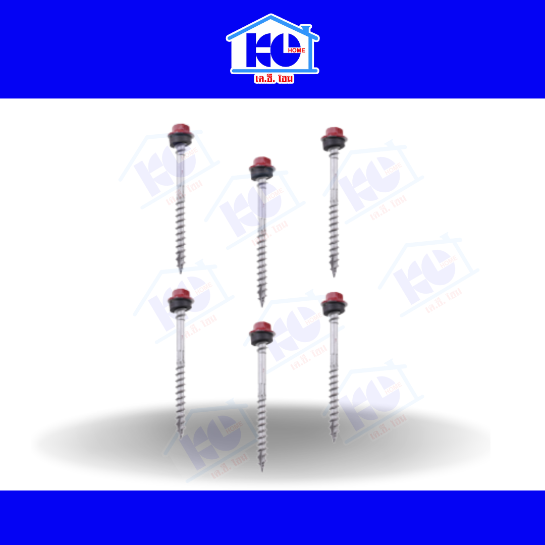 สกรูสันลอนสำหรับแปไม้ สีแดง ตรามั่งมี ขนาด 12x65 มม