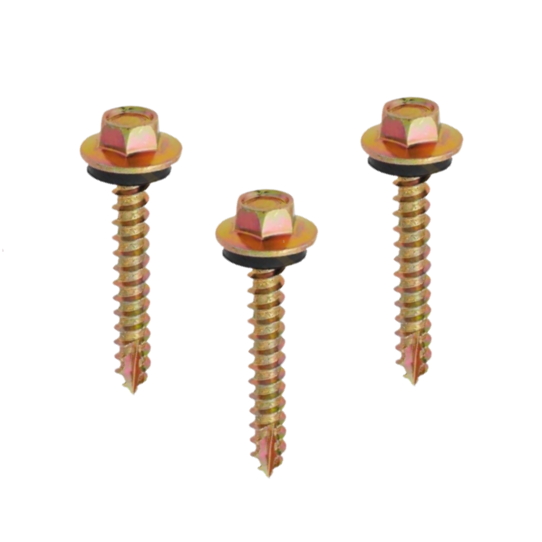 สกรูปลายสว่านรุ้ง #10-12x4 หัวเหลี่ยมปลายผ่า